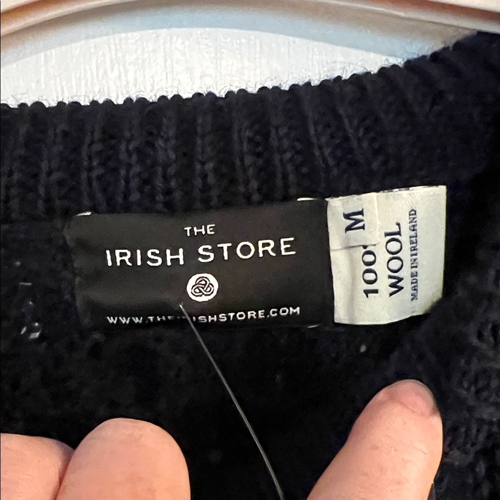 Women’s Cable Crewneck Sweater in Dark Navy - Lightweight Knit - Picture 7 of 7